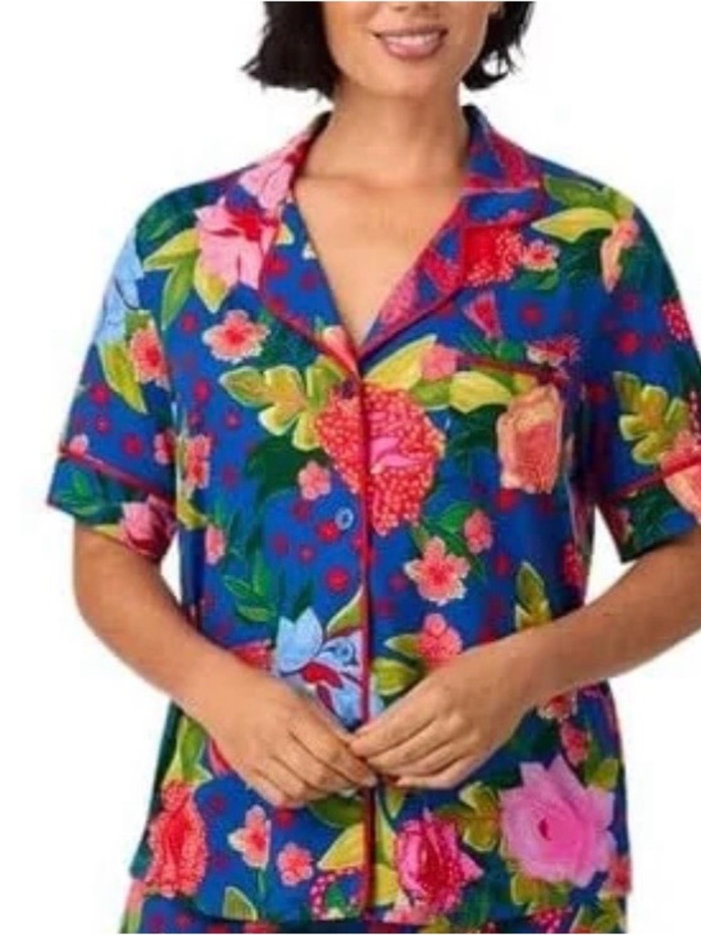 Room Service Blue Floral Button-Up Pajama Shirt